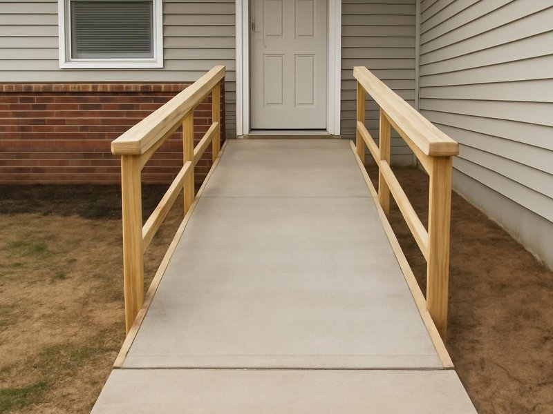 AI concept: Remodeled idea: regraded sloped walkway and a flush threshold, no steps at all