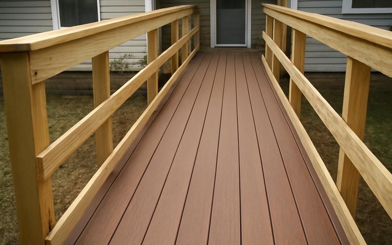 AI concept: Composite decking on a residential ramp