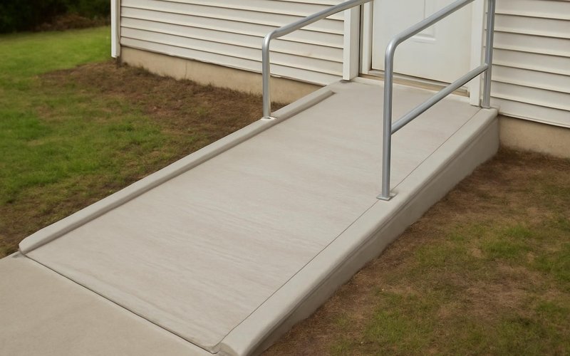 AI concept: Poured concrete ramp with a broom finish