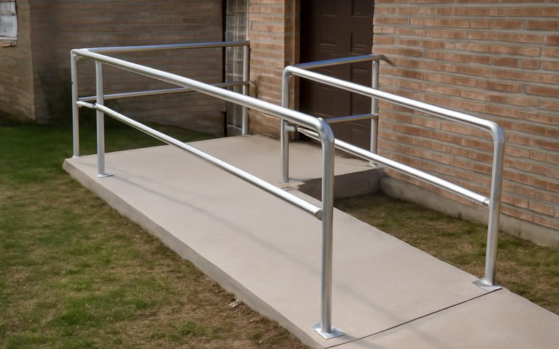 AI concept: Aluminum handrail along a ramp