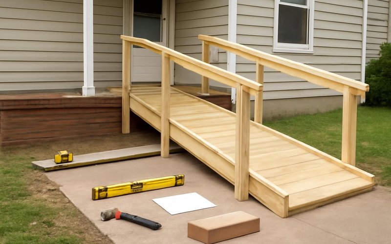 AI concept: Supervisor measuring porch step height