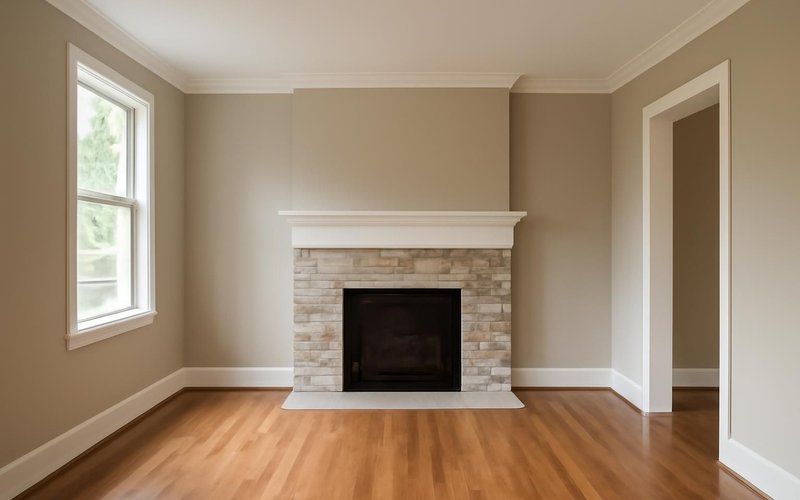 Freshly painted living room in a coordinated palette
