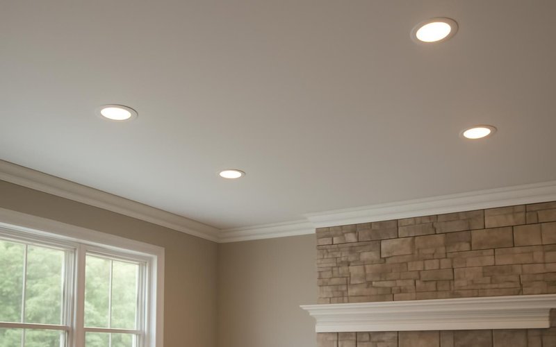 LED recessed lighting in a remodeled living room