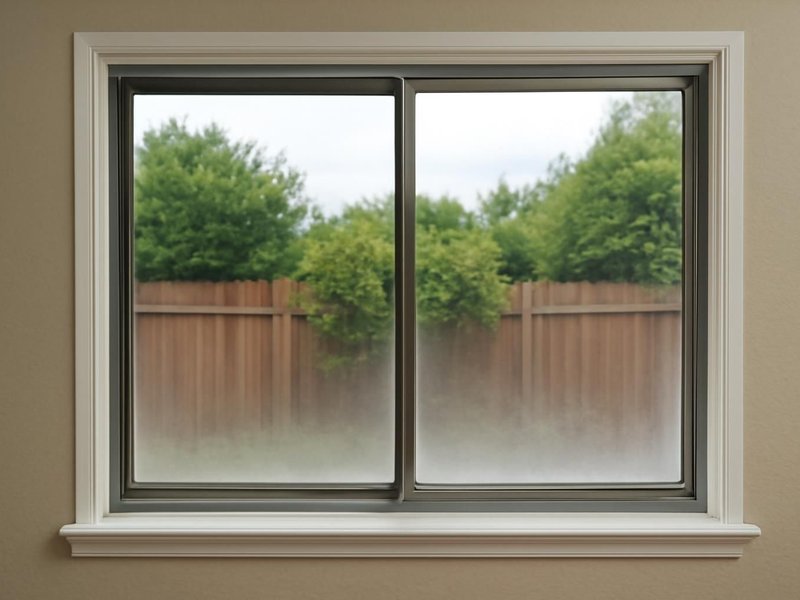Before: single-pane aluminum sliders with fogged corners