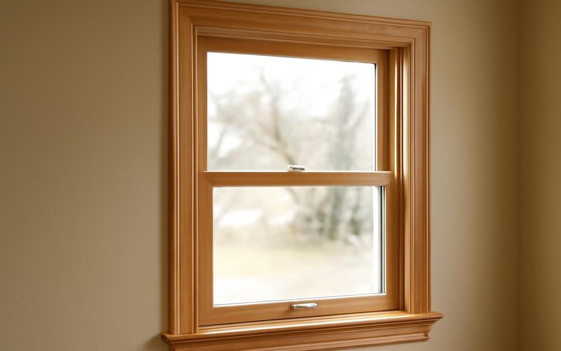 Wood interior of a clad double-hung window