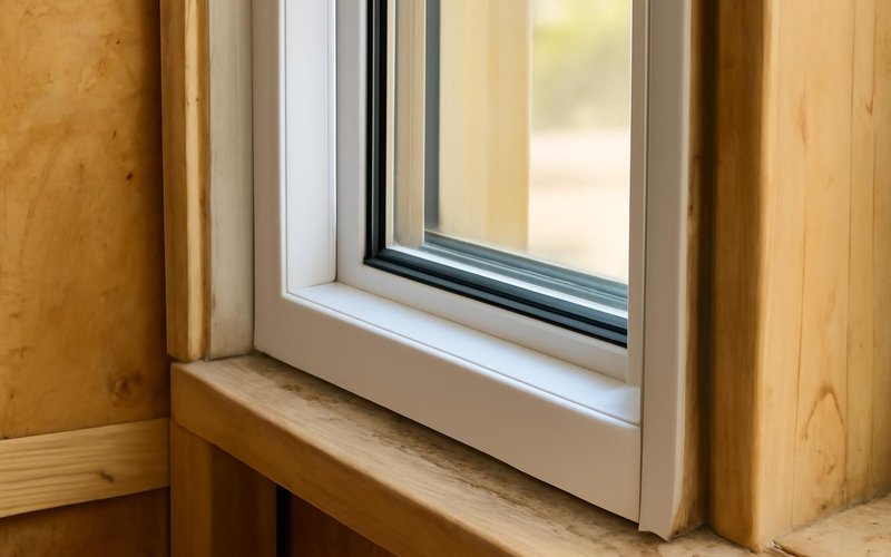 Cross-section of a low-E double-pane glass unit